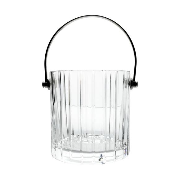 Baccarat “Harmonie” Crystal Ice Bucket & Stainless Handle 5” Signed - Picture 1 of 9